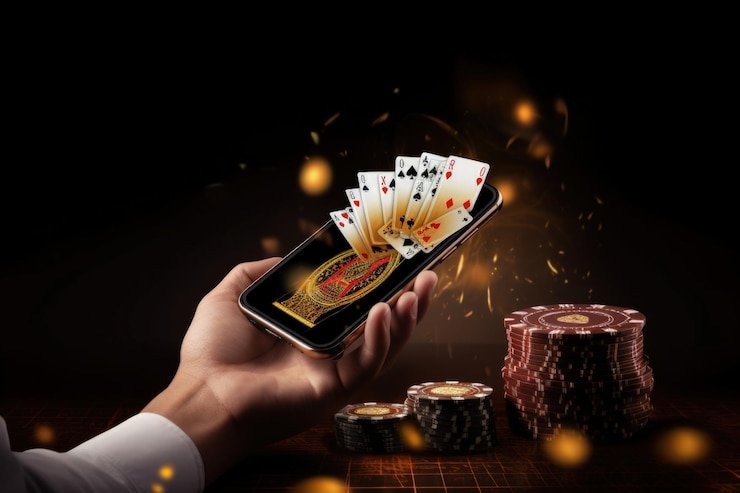 Pengguna membuka aplikasi Sports Betting melalui ponsel cerdas di lingkungan perkotaan